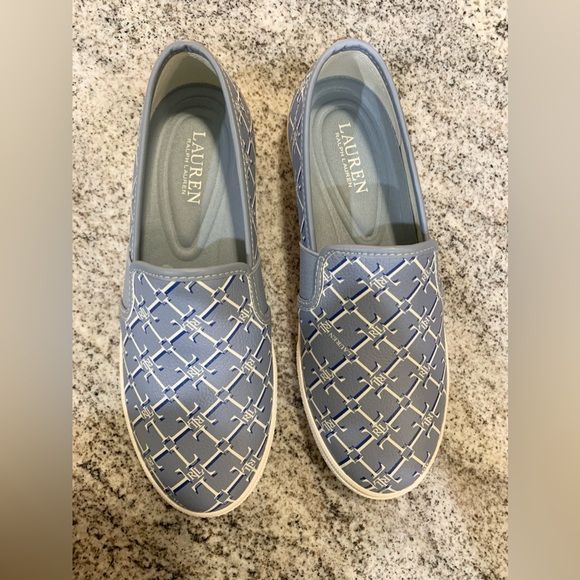 Ralph Lauren Canvas Sneakers, Blue/white Size 7B - Picture 1 of 6